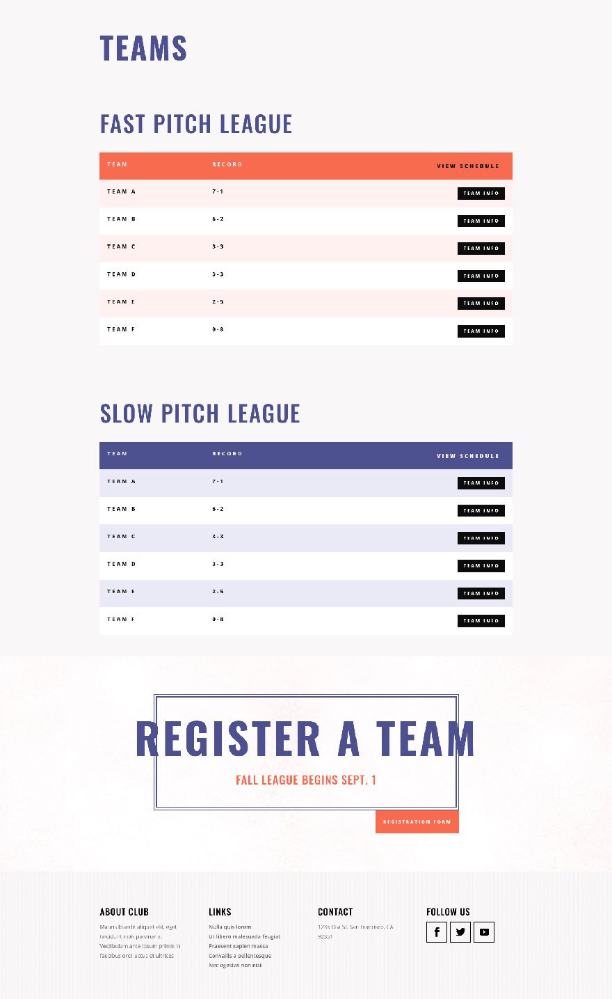 divi softball league layout pack