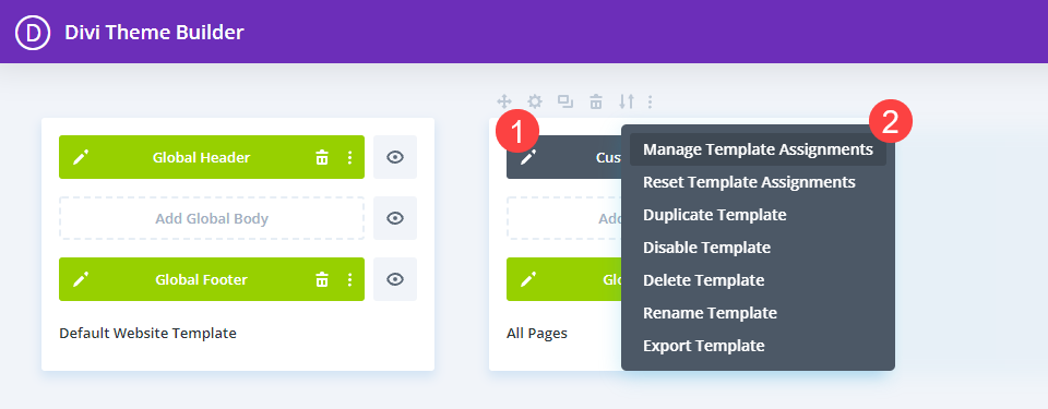 manage header assignments to hide