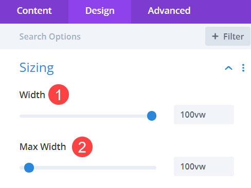 section settings