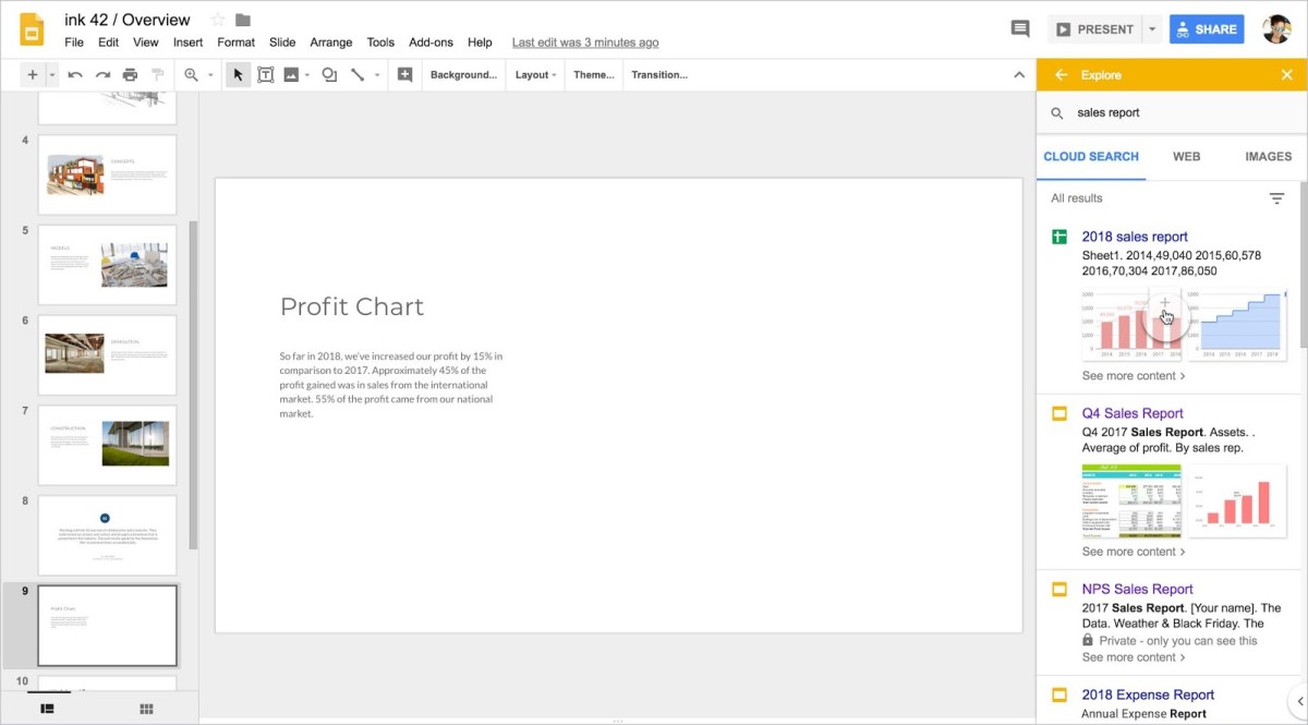 Google sync chart with Slides
