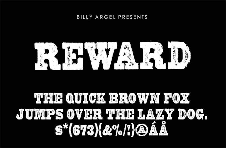 Reward, a Western-style font .
