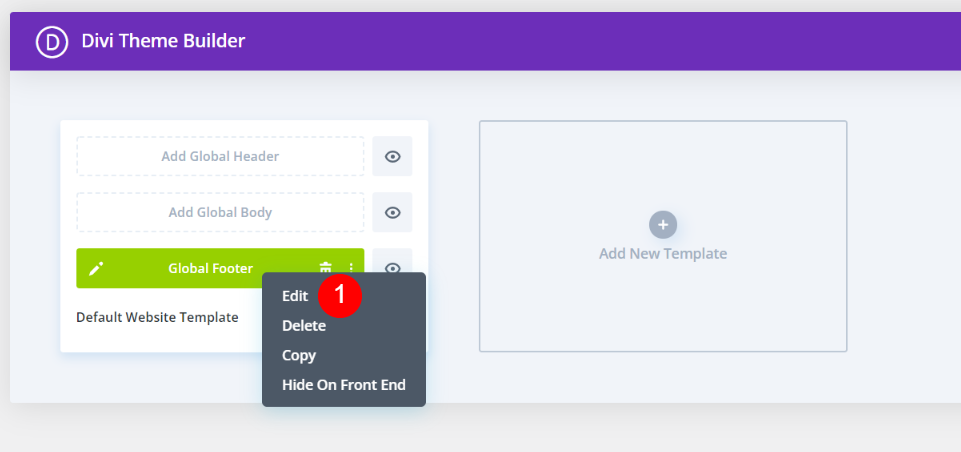 Uploading a Divi Footer Template