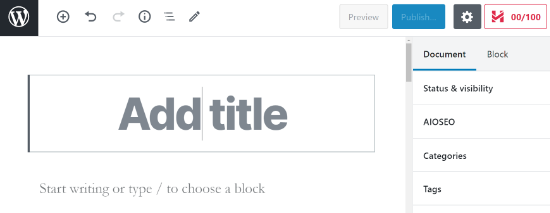 Add a post title in WordPress