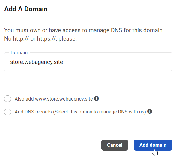 Add a domain