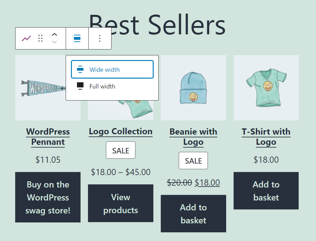 Changing the width for the best selling products block in WooCommerce