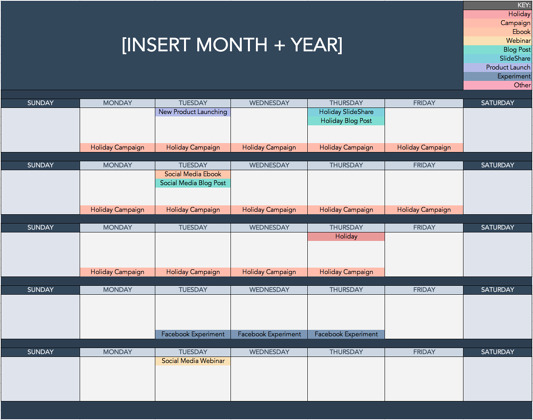 social media holiday marketing content calendar template