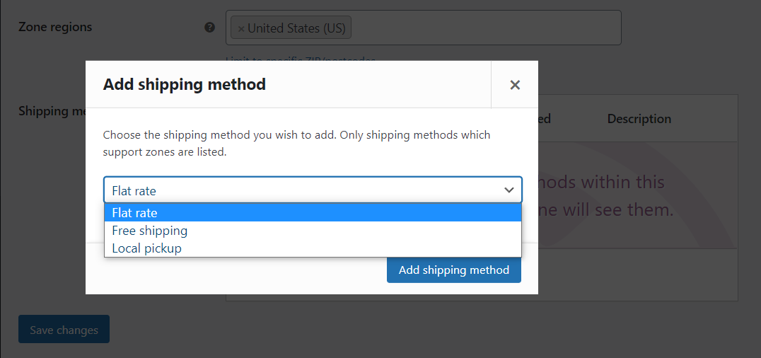 Choosing a shipping method in WooCommerce