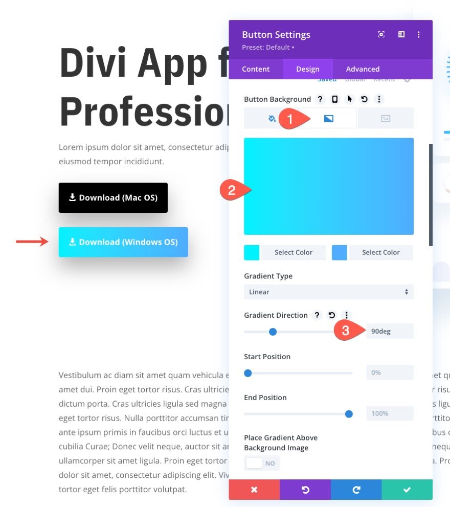 display download buttons for respective operating systems in divi