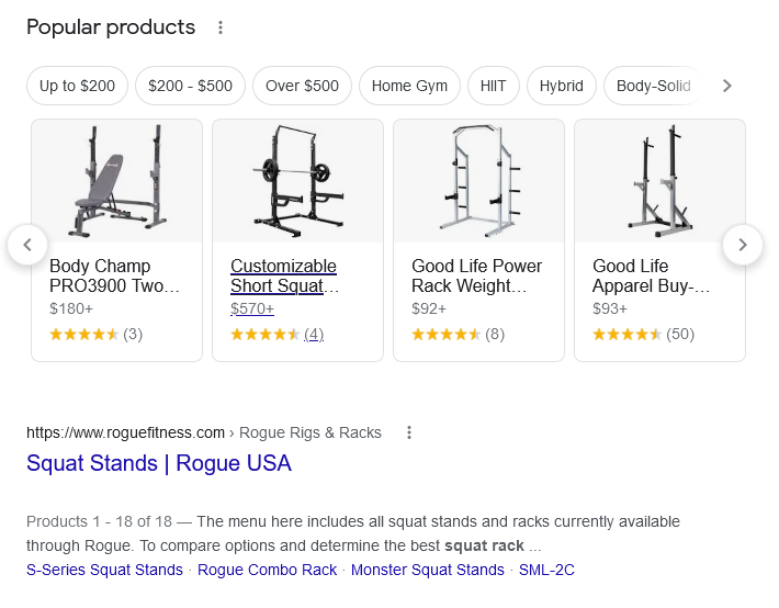 ecommerce seo rich snippets example