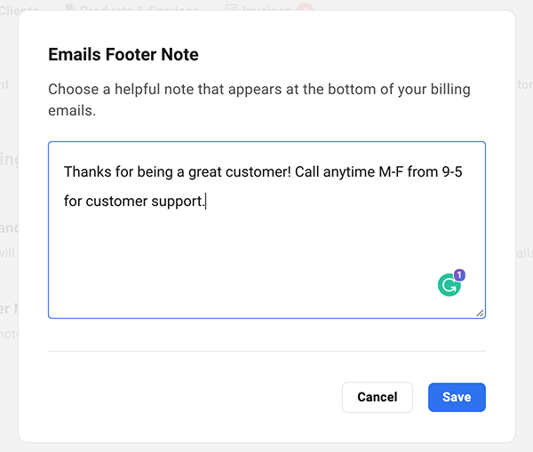 email footer note