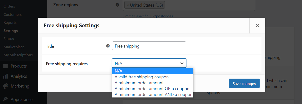 Configuring free shipping options