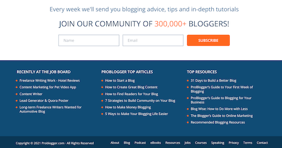 ProBlogger footer