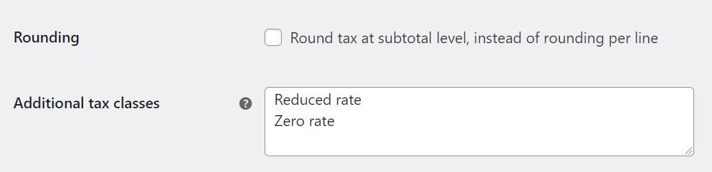 Tax rounding and tax classes option
