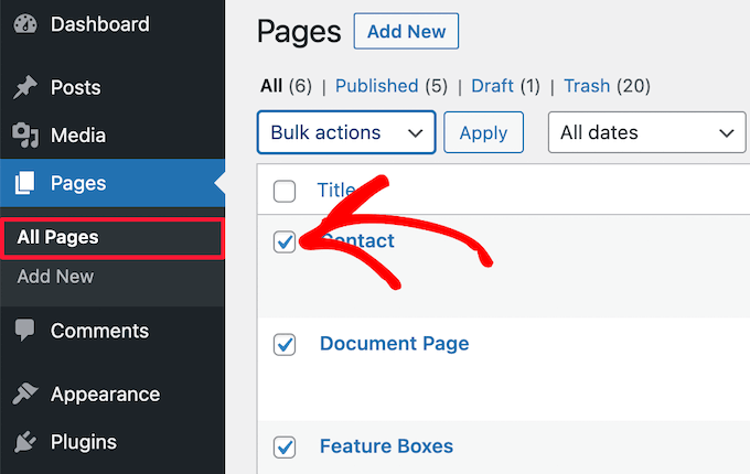 Select multiple pages
