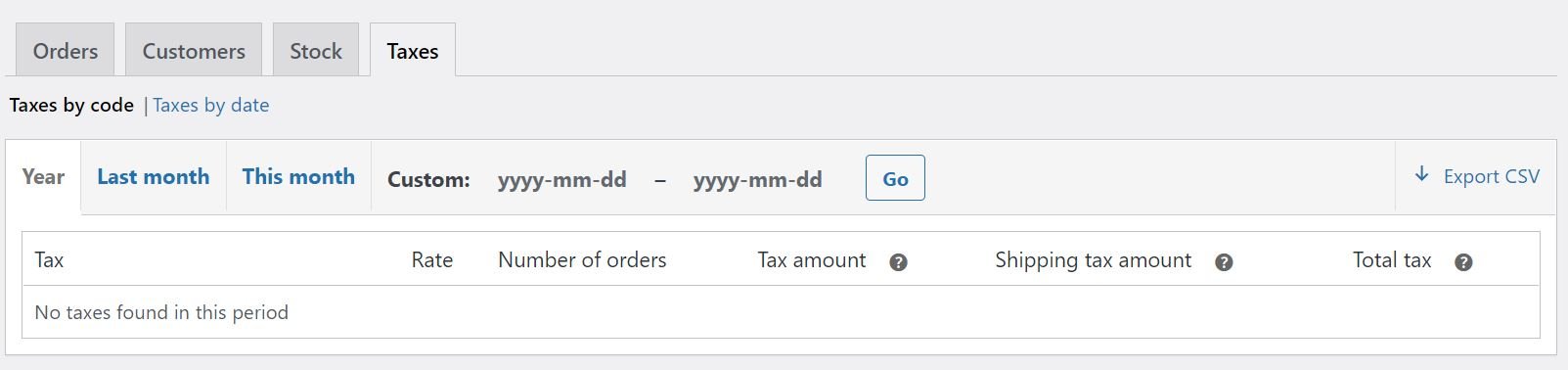 Tax reports in WooCommerce