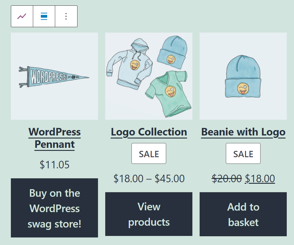 A WooCommerce products grid