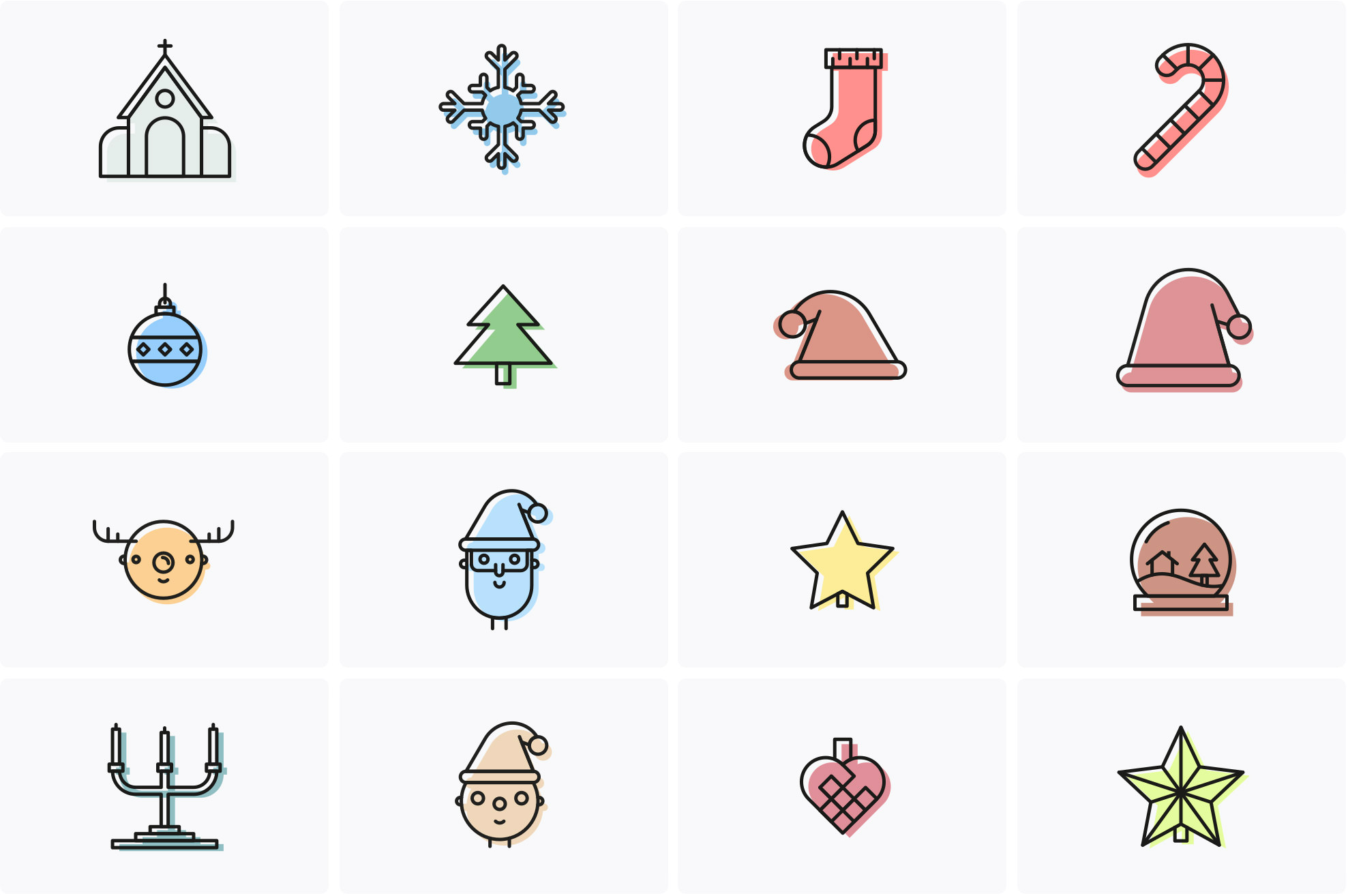 Christmas Line icon set