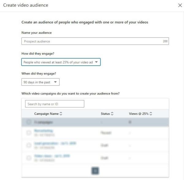 Create video audience for LinkedIn retargeting