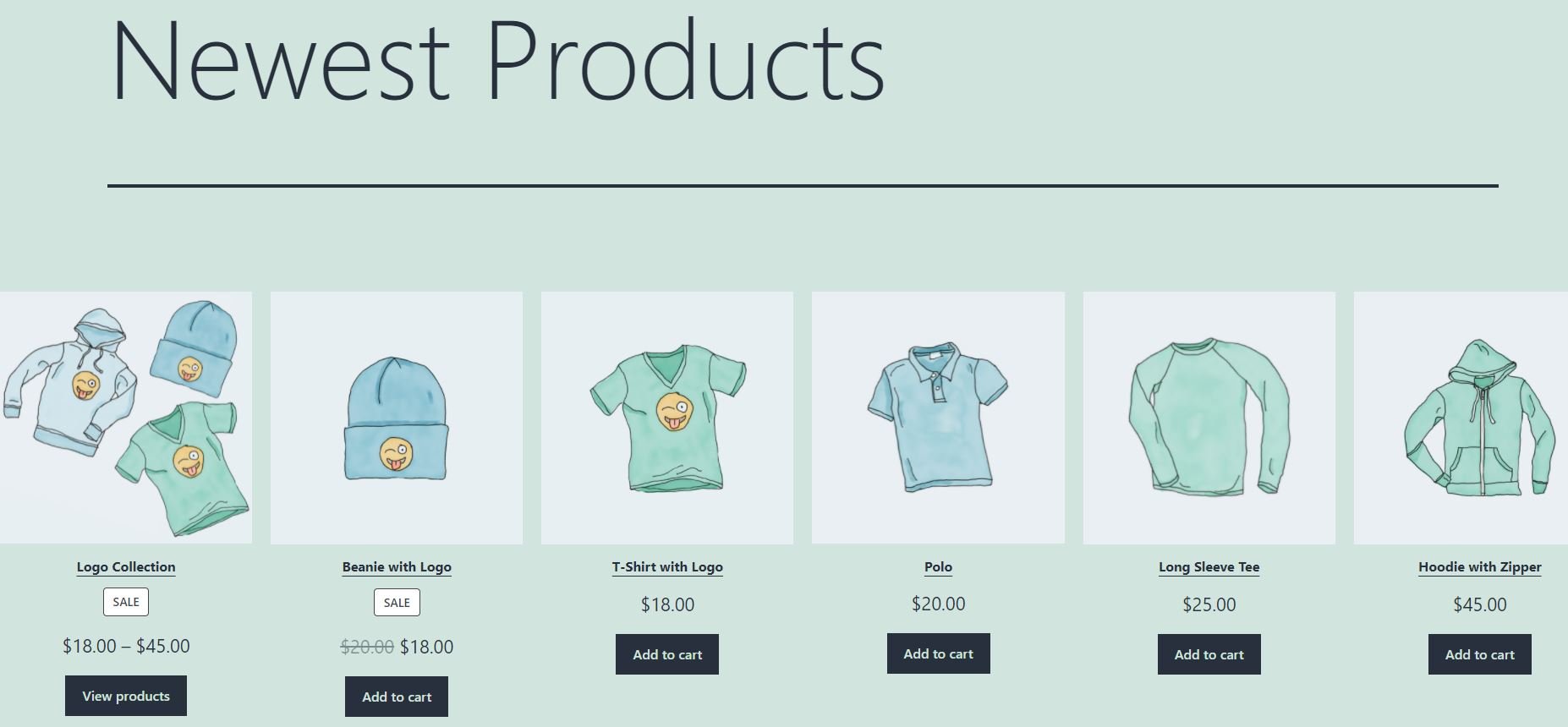 The Newest Products WooCommerce block on the front end