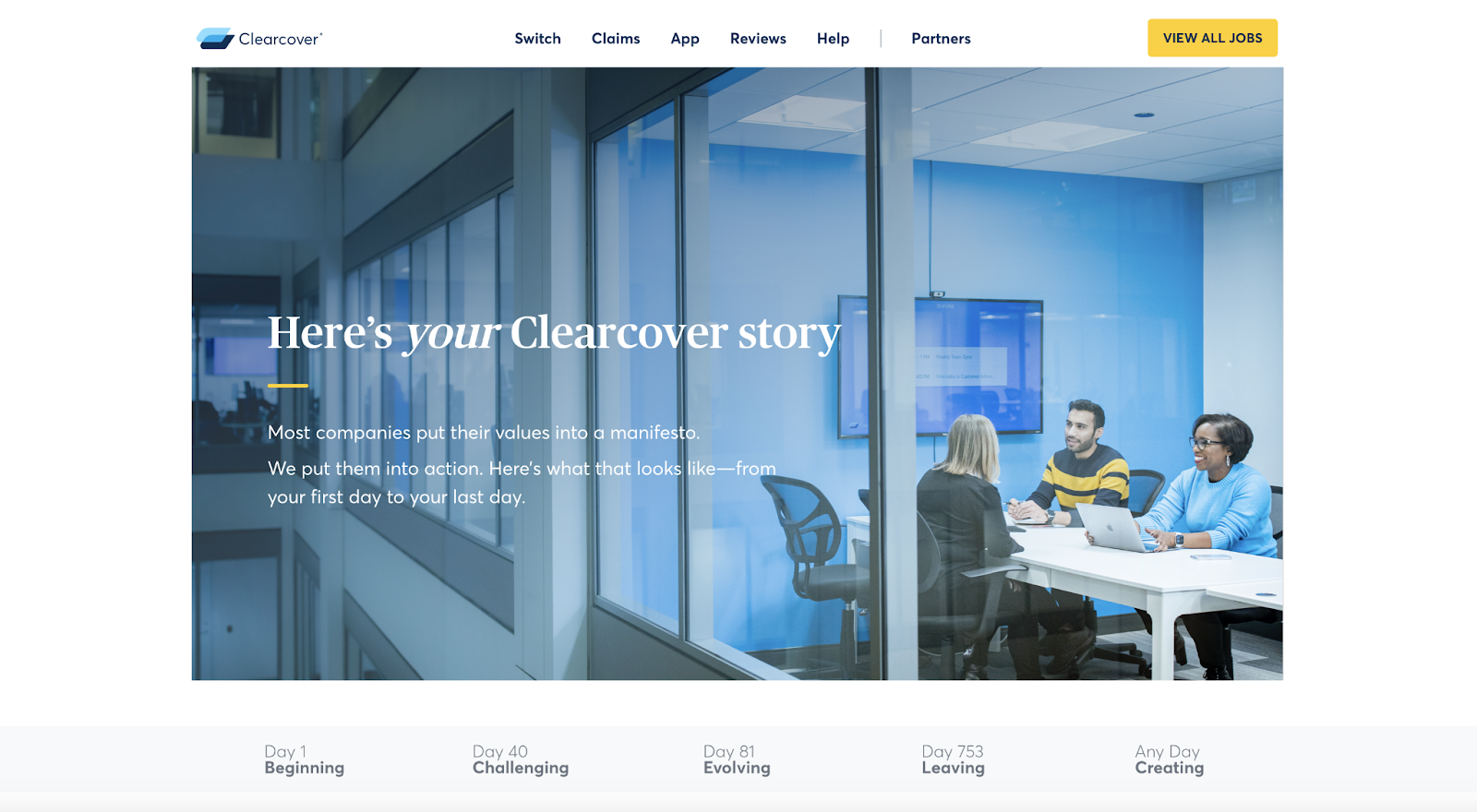 Clearcover invites new employees to chart their own stories.