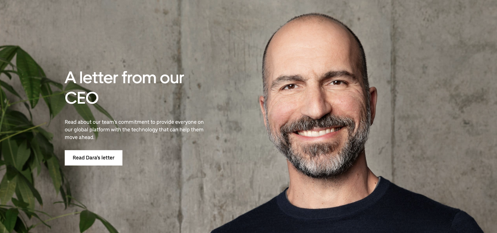 Uber lets its CEO’s voice shine through on its About Us page.