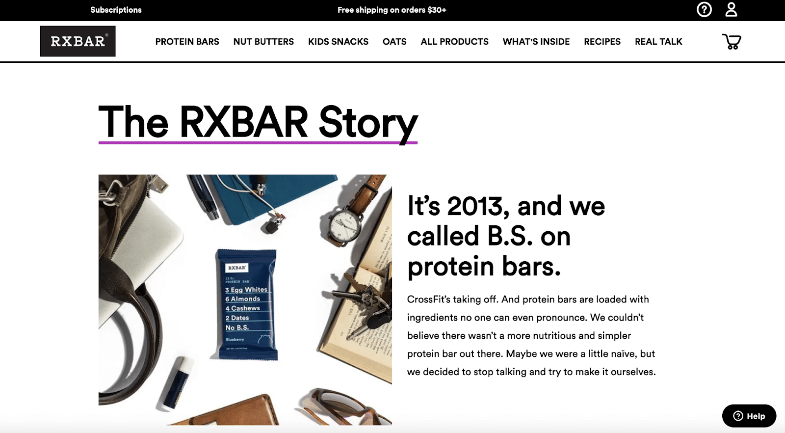 RXBAR shares the company story on its About Us page.