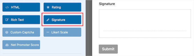 WPForms signature form addon