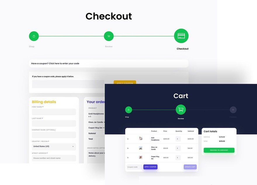 checkout and cart page template
