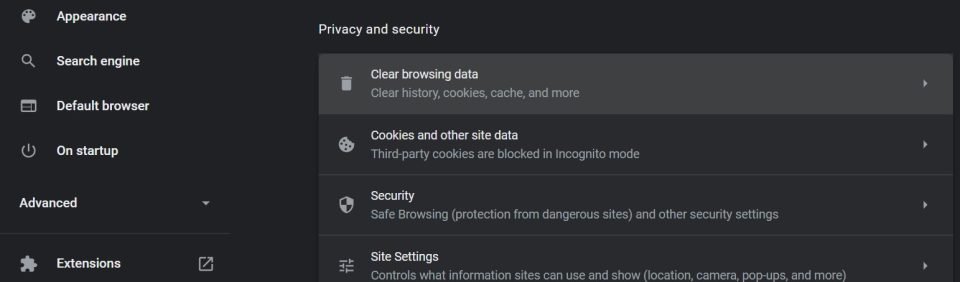 Clear browsing data in Chrome. 