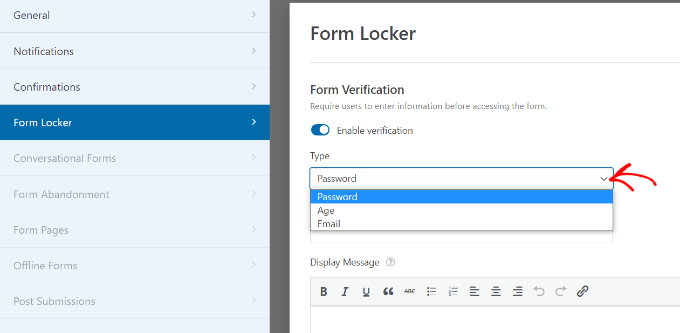 Limit form entries based on verification