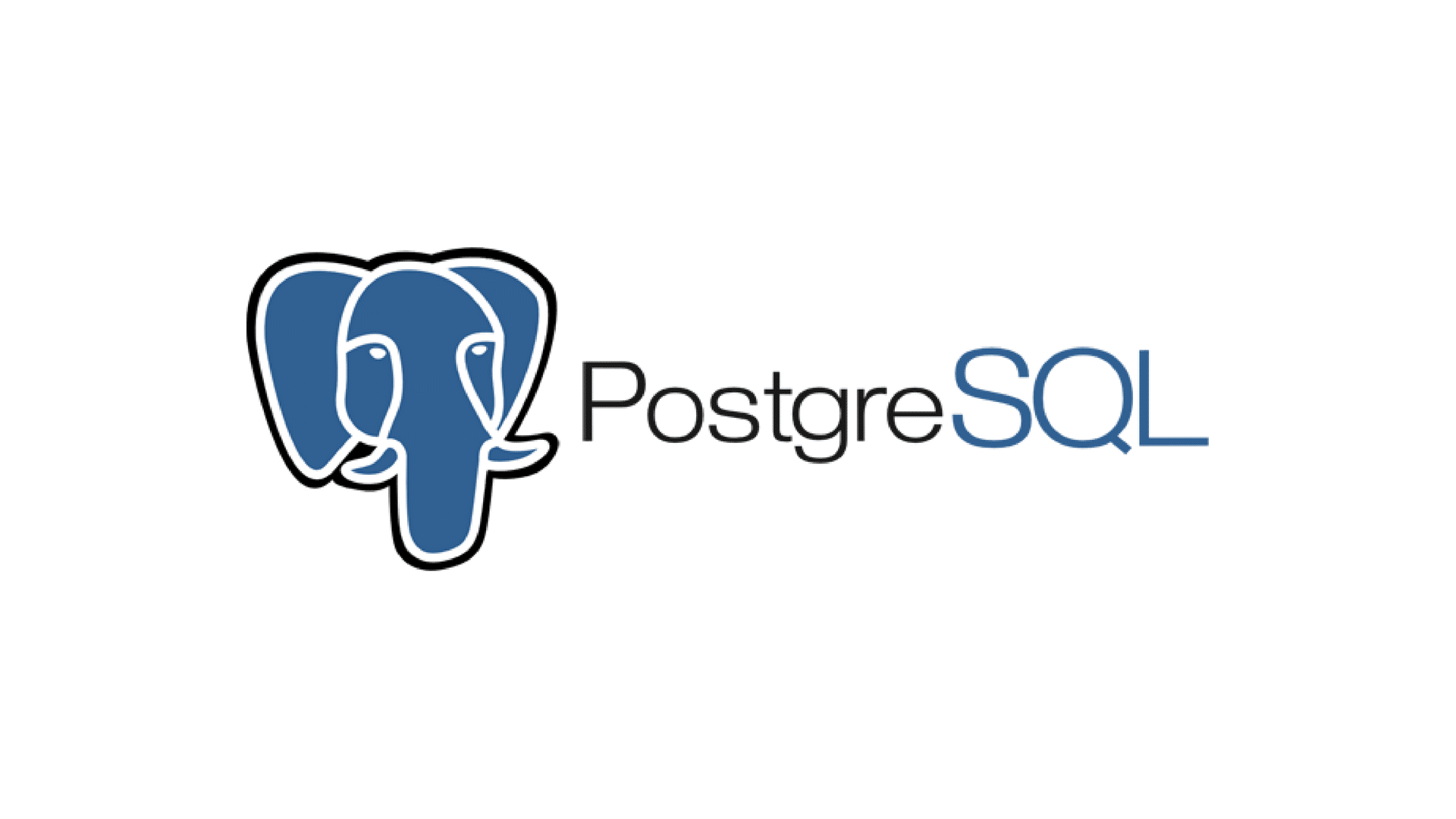 The PostgreSQL logo, showing the text below a stylized blue elephant head outlined in black and white.