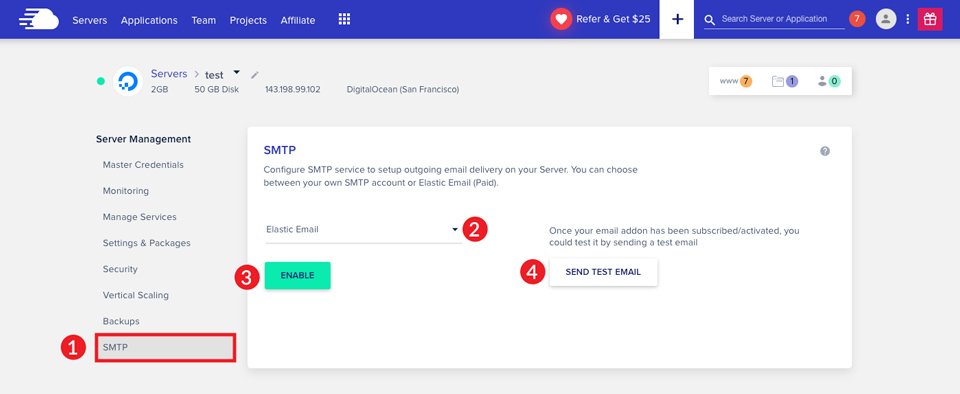 Configure Cloudways SMTP with Elastic