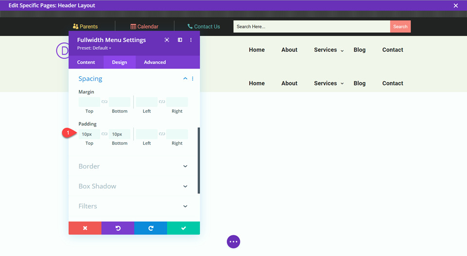 Divi Responsive Logo Full Width Menu Add Padding