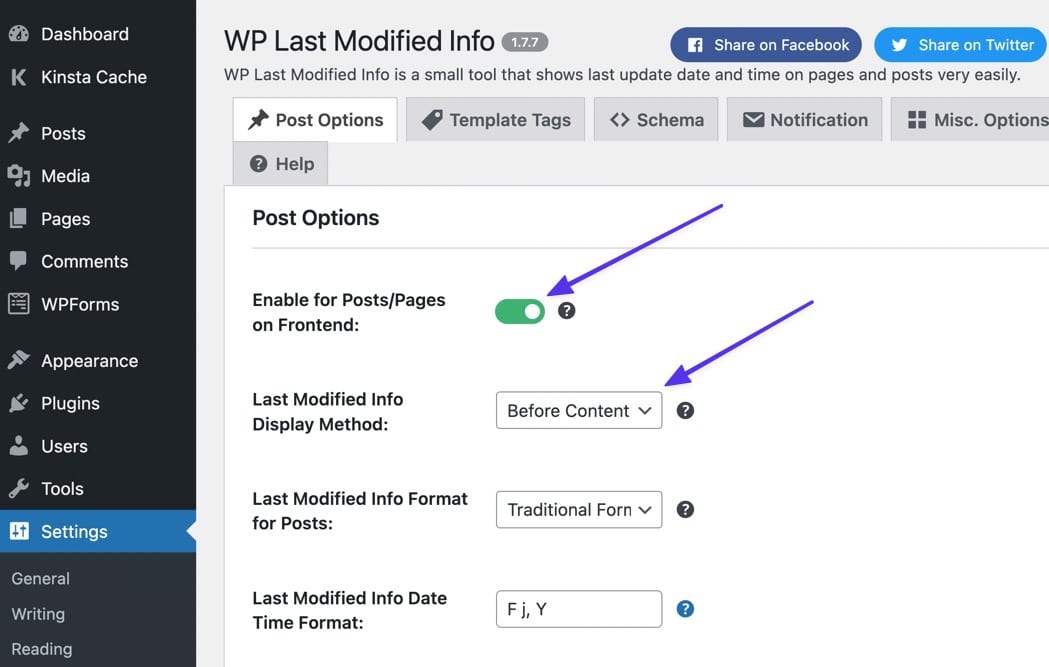 Enable for Posts and Pages on the frontend
