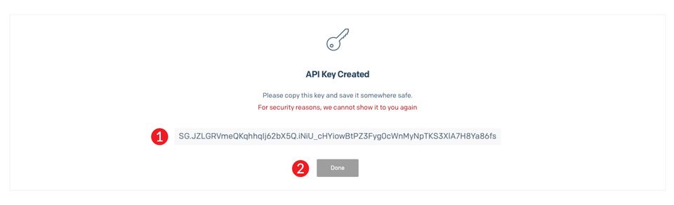 Save your SendGrid API key