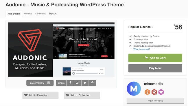 Best Podcast WordPress Theme: Audonic