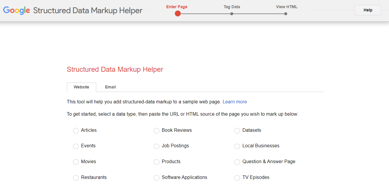 The Google Structured Data Markup Helper