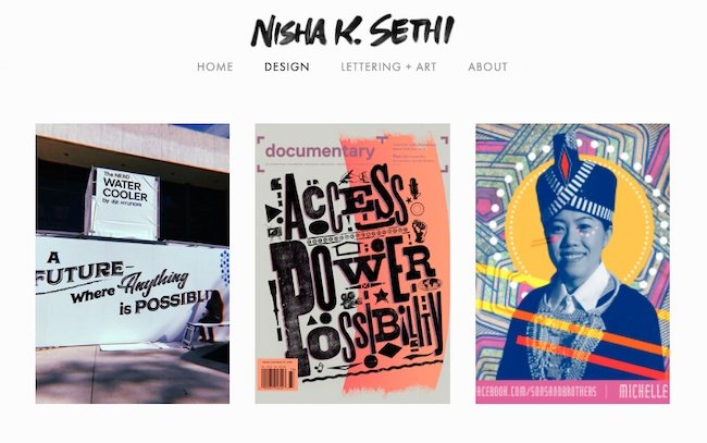 Graphic design portfolio example: Nisha K. Sethi