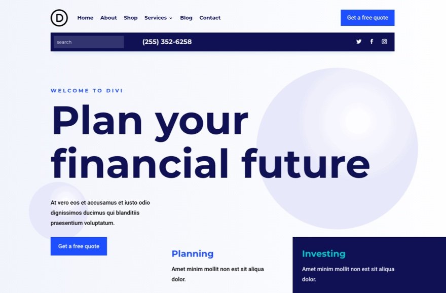 Header & Footer for Divi's Financial Services Layout Pack
