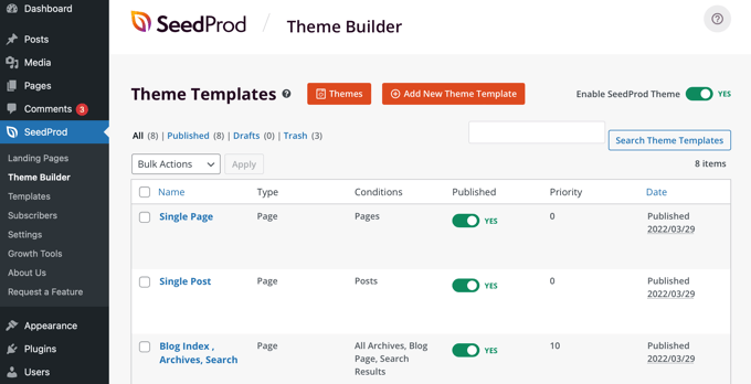 SeedProd Offers an Easy to Use Theme Builder