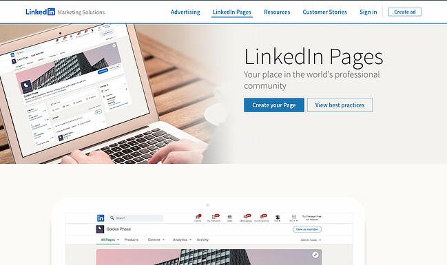 how to create a company page on LinkedIn: LinkedIn Pages home page