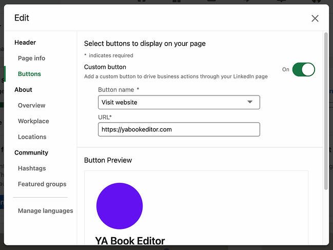 LinkedIn Page best practices: creating a custom button
