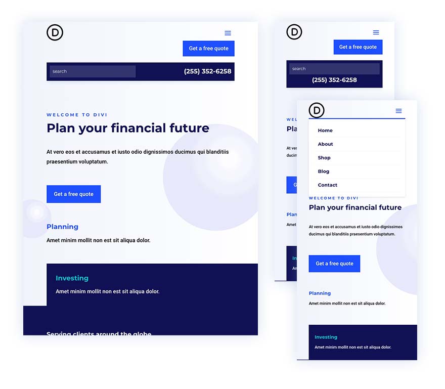 Header & Footer for Divi's Financial Services Layout Pack
