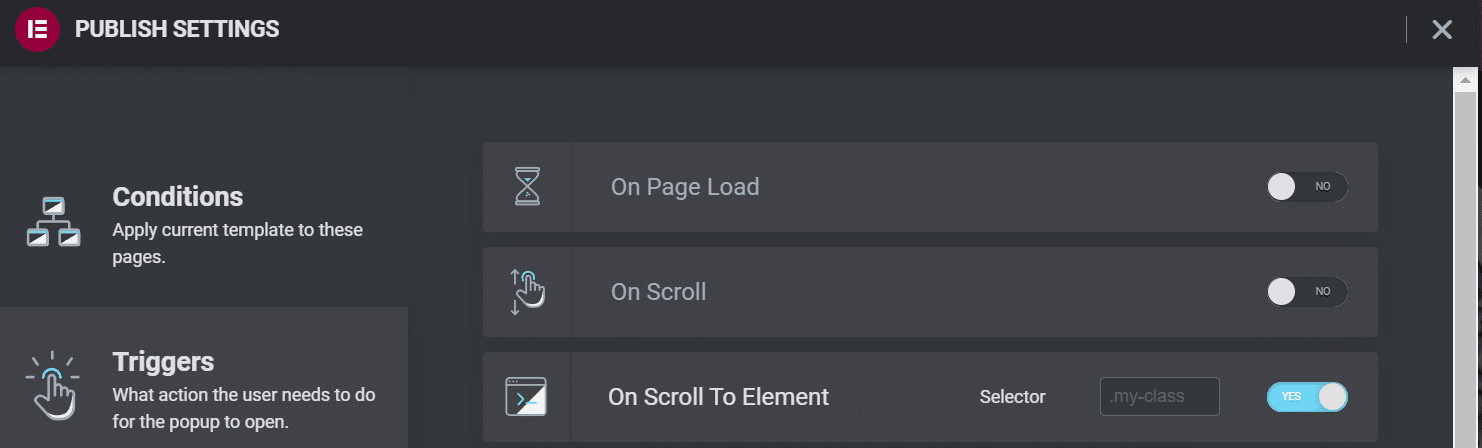 Scroll to element triggers