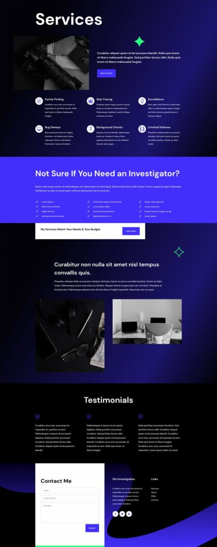 Private Investigator Layout Pack for Divi