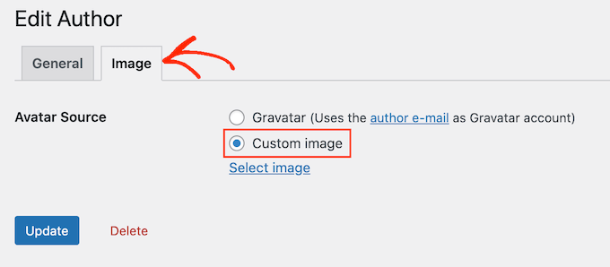 Changing the author's profile picture
