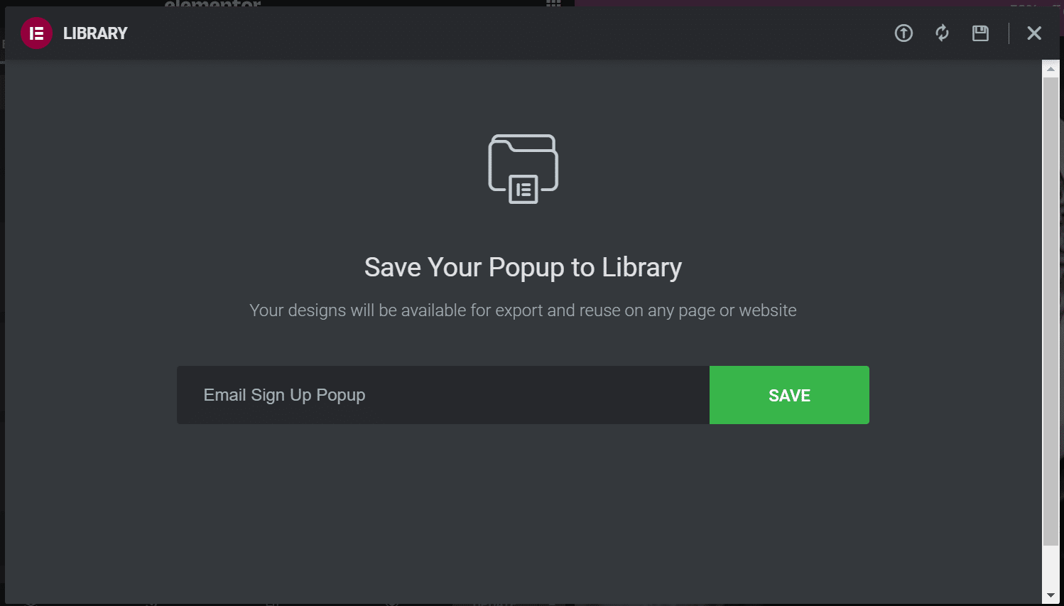 Give the popup template a name and then save it