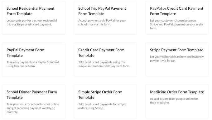 WPForms' payment templates