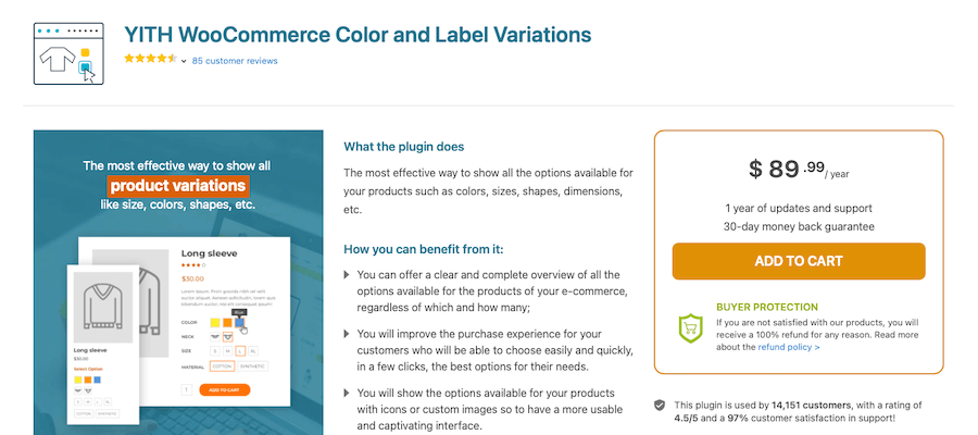 YITH WooCommerce Color and Label Variations plugin