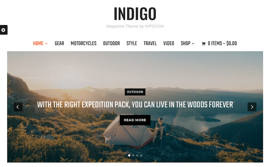 A screenshot from the Indigo demo shows it to be ideal for magazines and blogs.